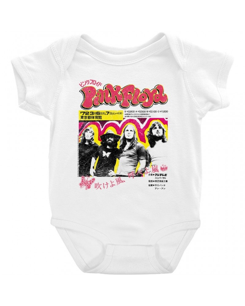 Pink Floyd Baby Short Sleeve Bodysuit | 1972 Japan Concert Distressed Bodysuit $7.38 Kids