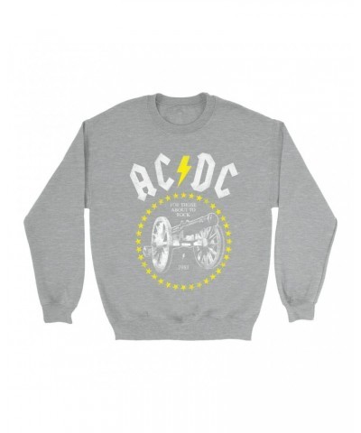 AC/DC Sweatshirt | 1981 For Those About To Rock Yellow Design Distressed Sweatshirt $16.43 Sweatshirts
