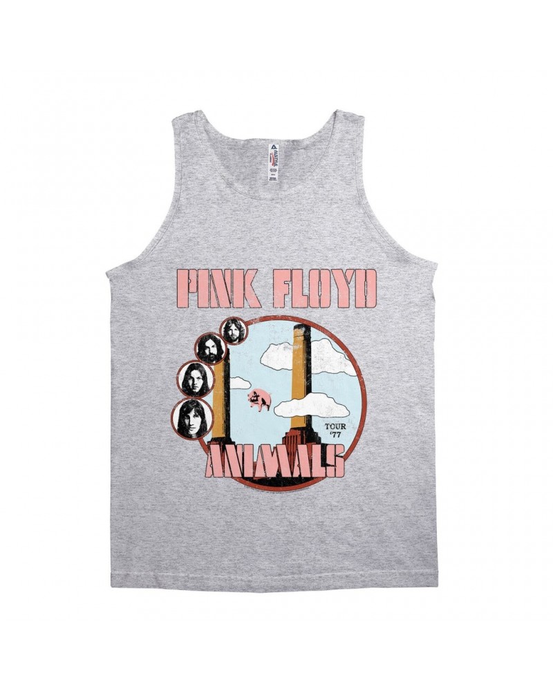 Pink Floyd Unisex Tank Top | Animals '77 Tour Pastel Design Distressed Shirt $8.98 Shirts