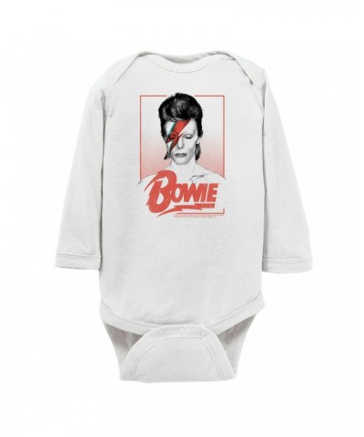David Bowie Long Sleeve Bodysuit | Aladdin Sane Bowie Red Image Bodysuit $11.68 Shirts