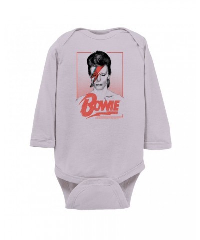 David Bowie Long Sleeve Bodysuit | Aladdin Sane Bowie Red Image Bodysuit $11.68 Shirts