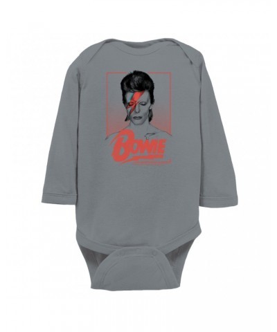 David Bowie Long Sleeve Bodysuit | Aladdin Sane Bowie Red Image Bodysuit $11.68 Shirts