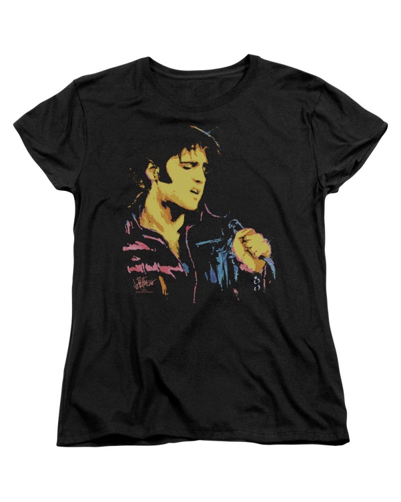 Elvis Presley Women's Shirt | NEON ELVIS Ladies Tee $8.46 Shirts