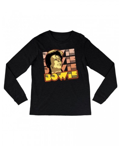 David Bowie Heather Long Sleeve Shirt | Ziggy Stardust Close Up Retro Shirt $13.78 Shirts