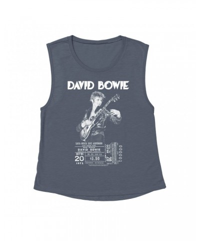 David Bowie Ladies' Muscle Tank Top | On Stage With Ticket At Santa Monica Shirt $16.48 Shirts