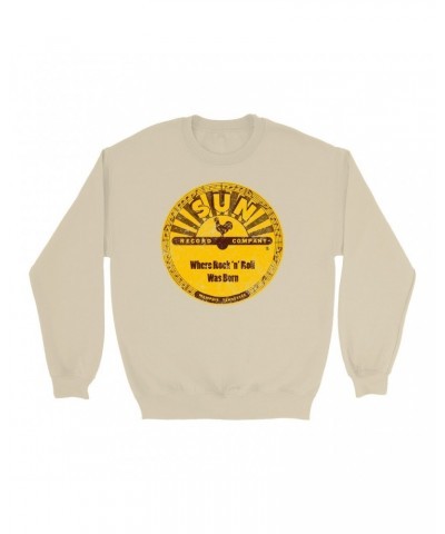 Sun Records Sweatshirt | Where Rock N' Roll Was Born Label Distressed Sweatshirt $16.78 Sweatshirts