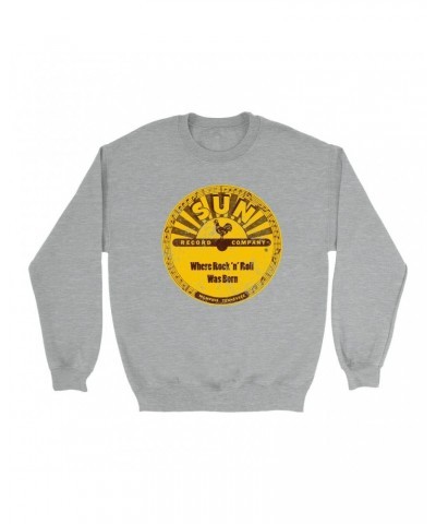 Sun Records Sweatshirt | Where Rock N' Roll Was Born Label Distressed Sweatshirt $16.78 Sweatshirts