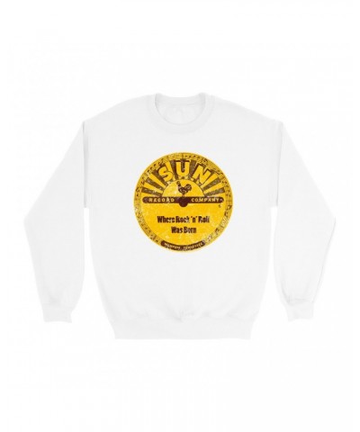 Sun Records Sweatshirt | Where Rock N' Roll Was Born Label Distressed Sweatshirt $16.78 Sweatshirts