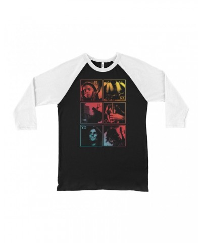 Pink Floyd 3/4 Sleeve Baseball Tee | Dark Side Of The Moon Live Group Ombre Image Shirt $11.08 Shirts