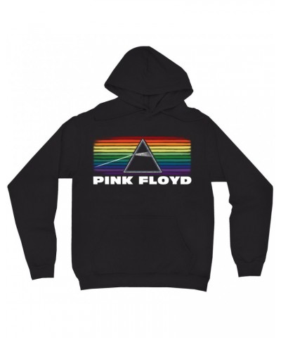 Pink Floyd Hoodie | The Dark Side Of The Moon Banner Rainbow Distressed Hoodie $16.38 Sweatshirts