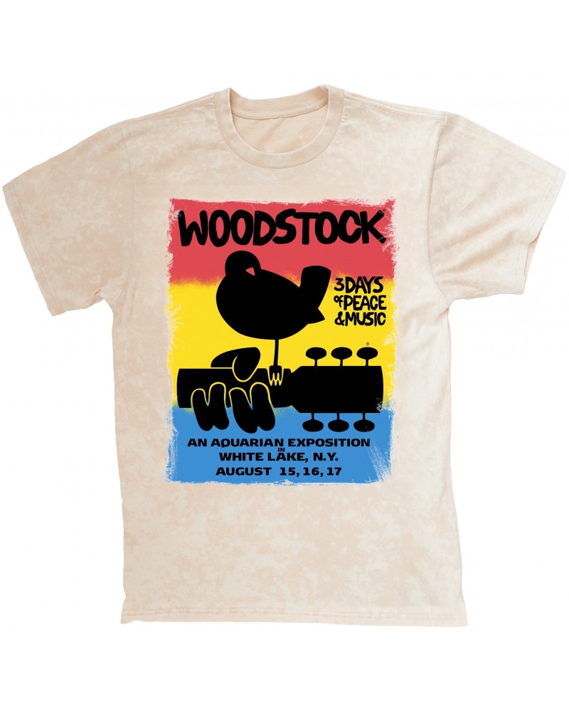 Woodstock T-shirt | Colorful Ombre Festival Poster Image Mineral Wash Shirt $11.38 Shirts