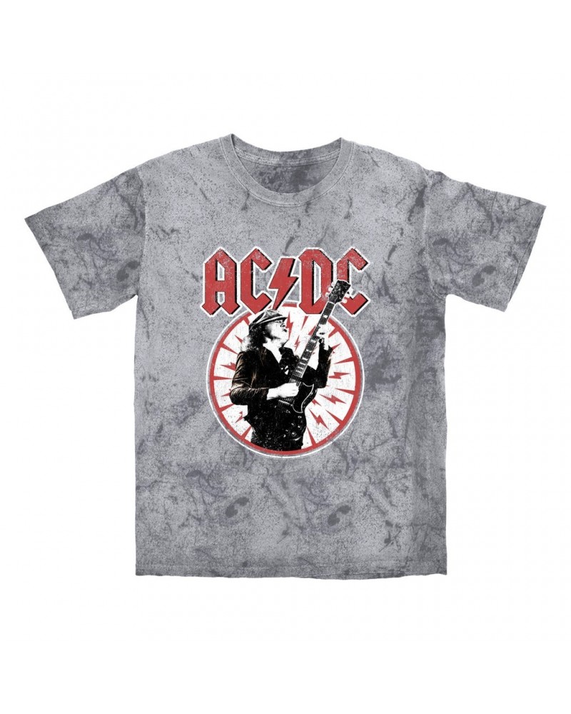 AC/DC T-shirt | Angus Young In Bolts Design Distressed Color Blast Shirt $13.48 Shirts