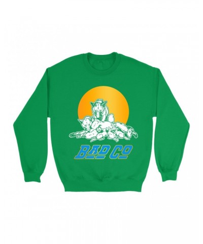 Bad Company Bright Colored Sweatshirt | Run With The Pack Retro Sun Sweatshirt $17.48 Sweatshirts