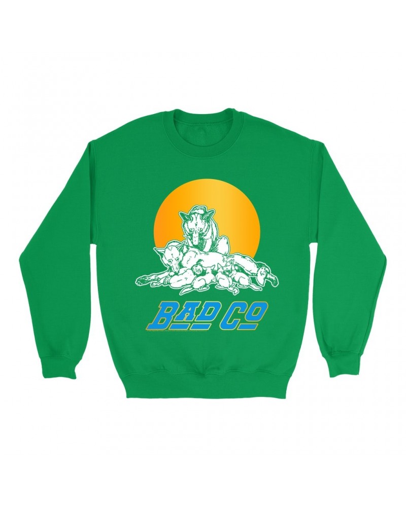 Bad Company Bright Colored Sweatshirt | Run With The Pack Retro Sun Sweatshirt $17.48 Sweatshirts