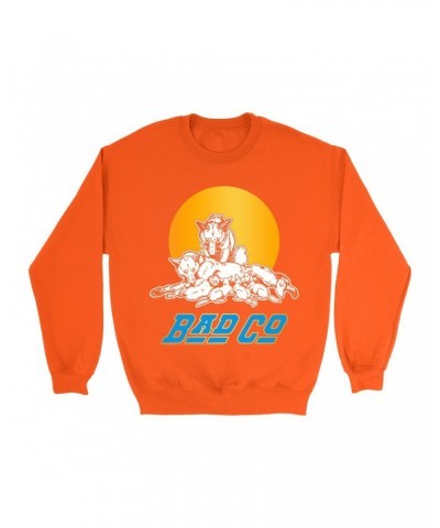 Bad Company Bright Colored Sweatshirt | Run With The Pack Retro Sun Sweatshirt $17.48 Sweatshirts