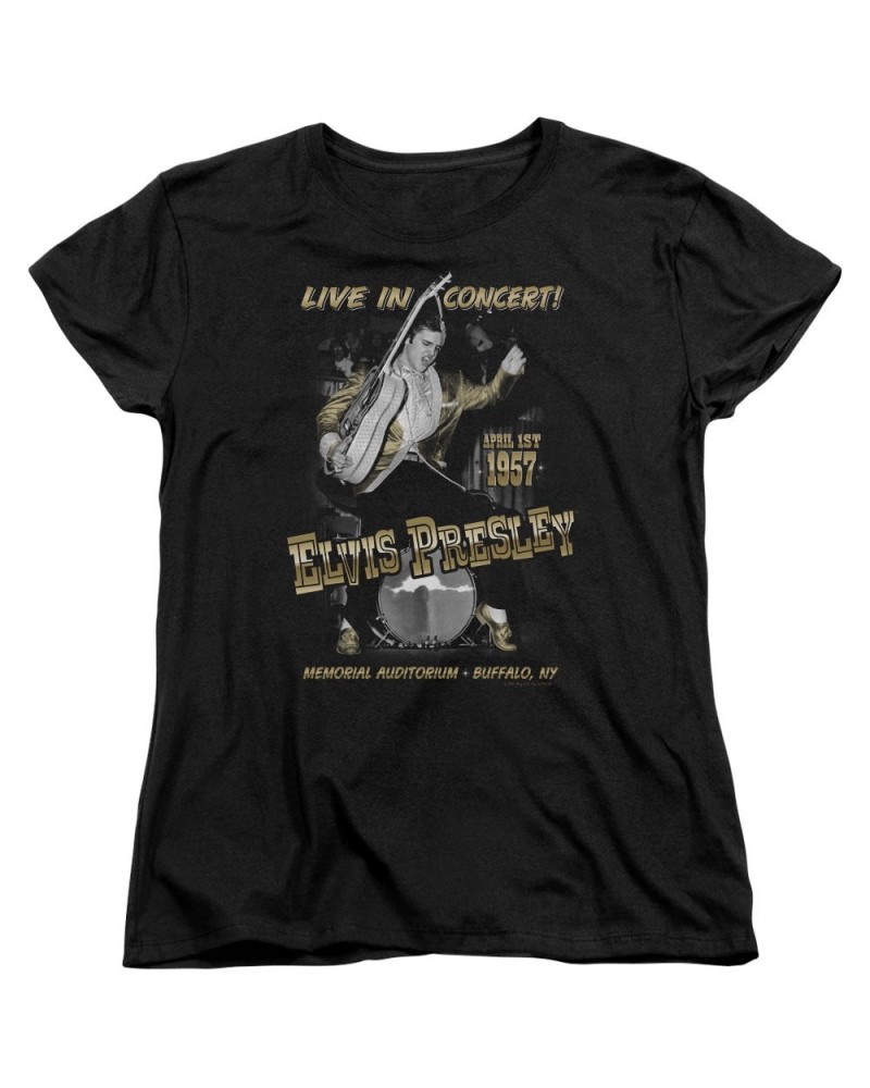 Elvis Presley Women's Shirt | LIVE IN BUFFALO Ladies Tee $8.46 Shirts