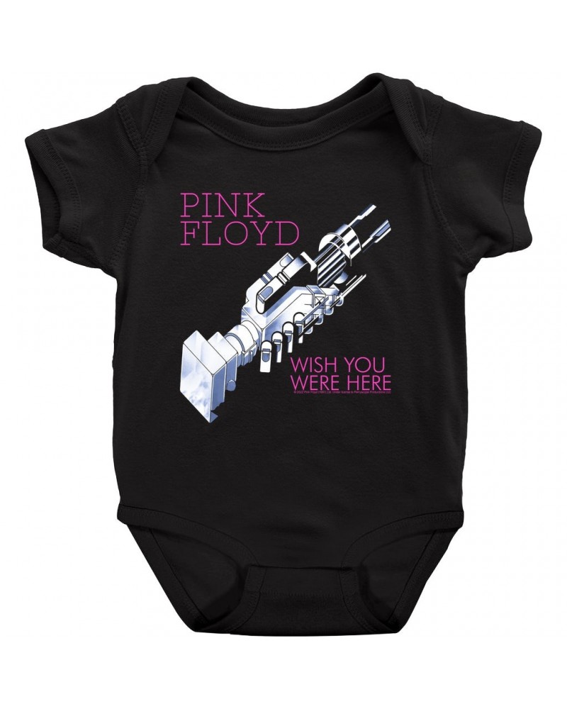 Pink Floyd Baby Short Sleeve Bodysuit | Neon Pink Wish You Were Here Bodysuit $8.78 Kids