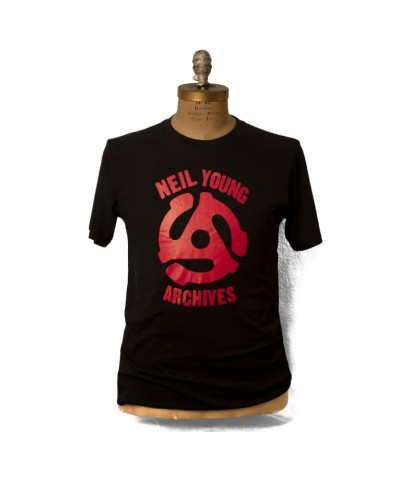 Neil Young Soft Organic Archives Red Logo Men's Black T-Shirt $12.25 Shirts