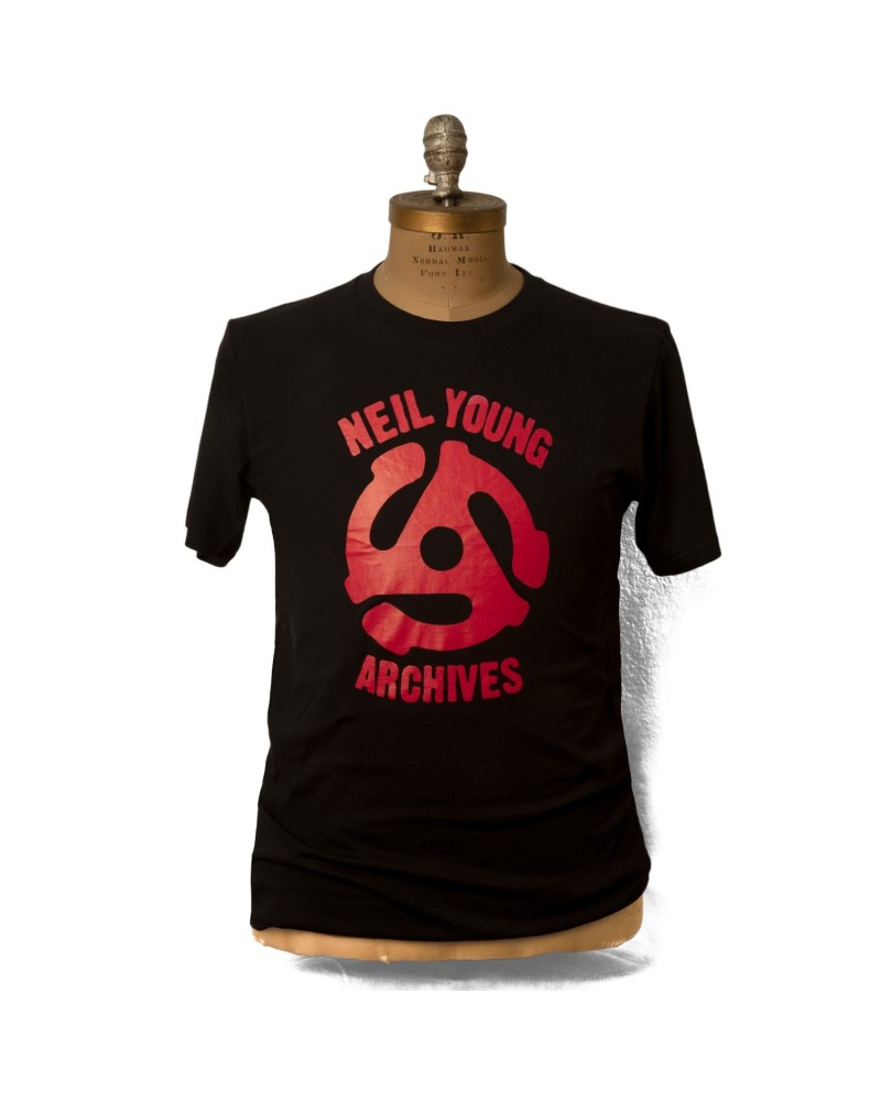 Neil Young Soft Organic Archives Red Logo Men's Black T-Shirt $12.25 Shirts