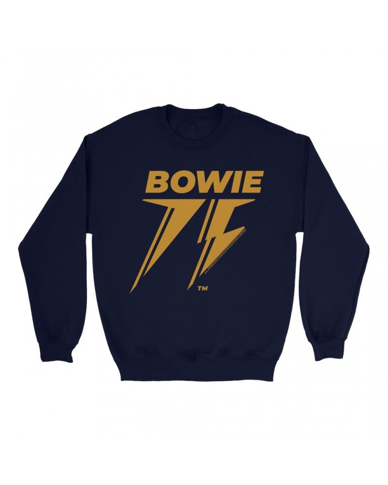 David Bowie Sweatshirt | Gold 75th Logo Sweatshirt $11.18 Sweatshirts