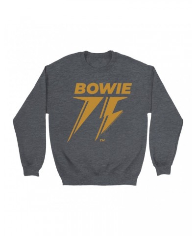 David Bowie Sweatshirt | Gold 75th Logo Sweatshirt $11.18 Sweatshirts