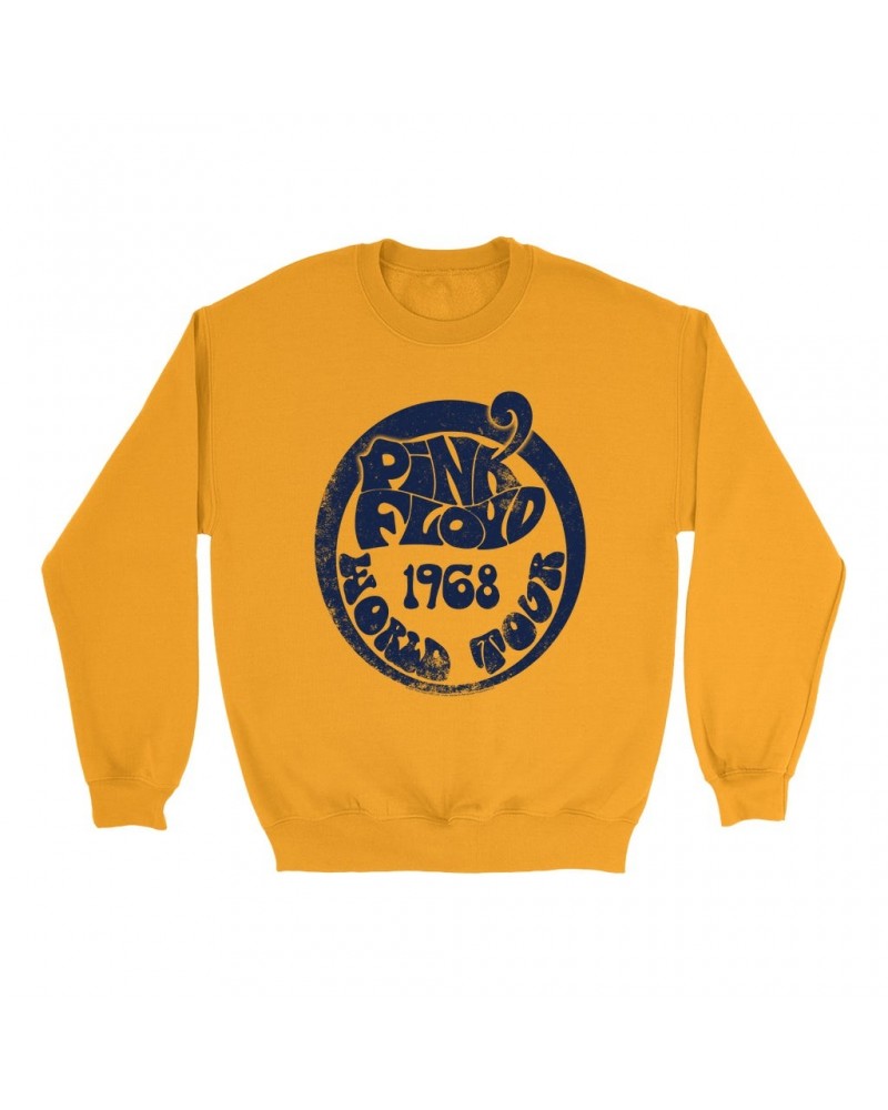 Pink Floyd Bright Colored Sweatshirt | Groovy 1968 World Tour Design Distressed Sweatshirt $15.73 Sweatshirts