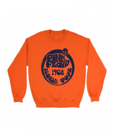 Pink Floyd Bright Colored Sweatshirt | Groovy 1968 World Tour Design Distressed Sweatshirt $15.73 Sweatshirts