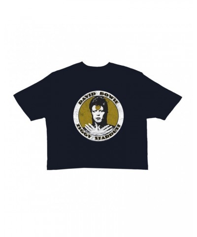 David Bowie Ladies' Crop Tee | Golden Bowie As Ziggy Stardust Crop T-shirt $12.94 Shirts